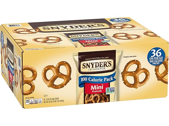 36CT Snyder's of Hanover Mini Pretzels, 100 Calorie