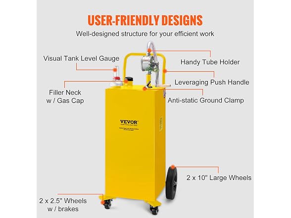 30 Gallon Fuel Caddy, Gas Storage Tank & Yellow