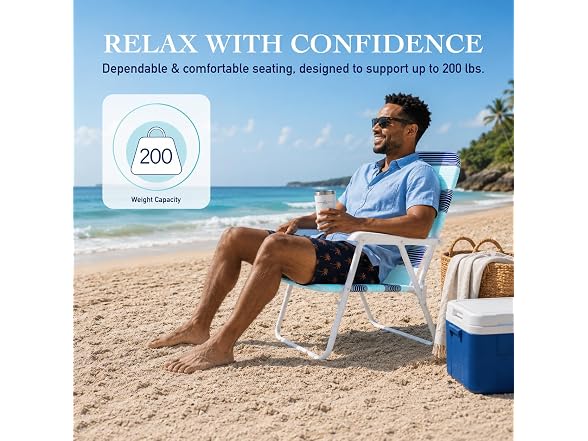 Caribbean Joe Folding Beach Chair, Horizon Stripe