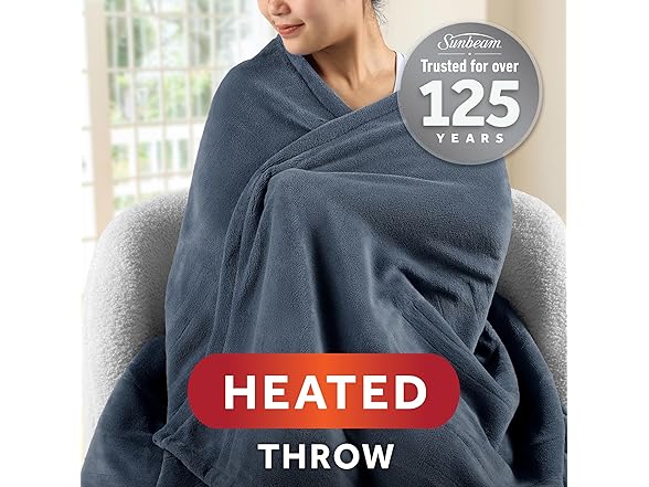 Sunbeam Heated Throw Blue 50x60