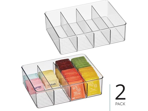 iDesign 4-Section Storage Bin for Tea Bags 2PK