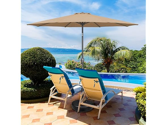 9ft Patio Umbrella Tan UV Protection