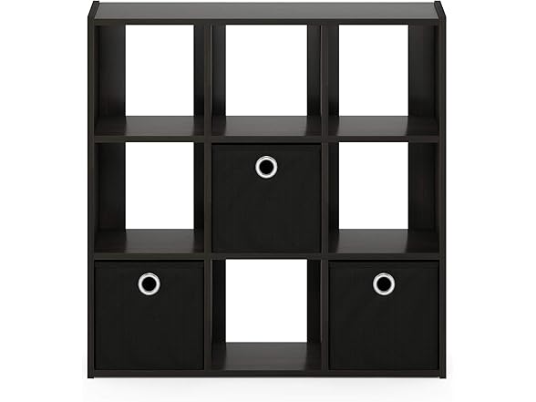 Furinno Simplistic 9-Cube Organizer with Bins