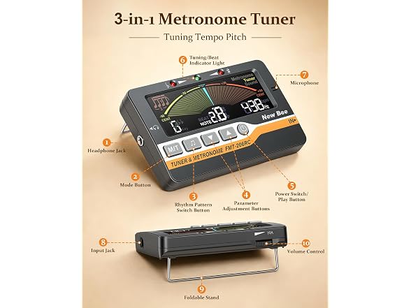 New Bee 3-in-1 Digital Metronome Tuner