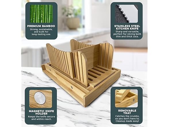 Bamboo Bread Slicing Guide with Knife