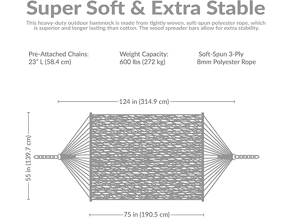 Sunnydaze Soft-Spun Polyester Rope Double Hammock- Red