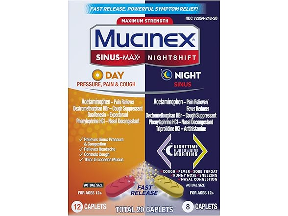 Mucinex Nightshift Sinus Caplets 2Pk