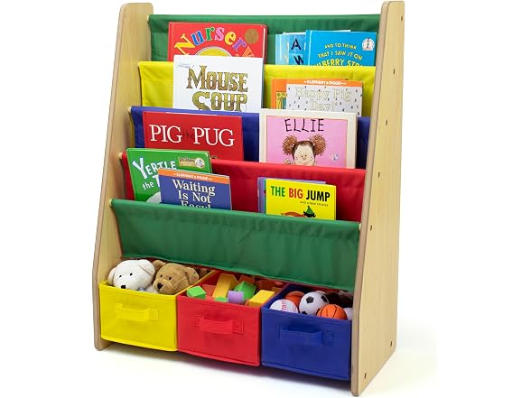 Humble Crew 4-Tier Kids Bookshelf 3 Bins