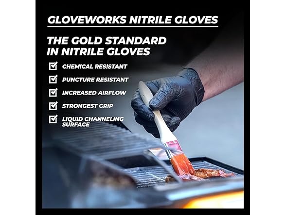 GLOVEWORKS Black Nitrile Gloves 6 Mil 100ct Medium