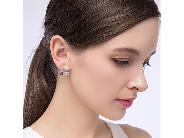 Sterling Silver Skull Boo Post Earrings
