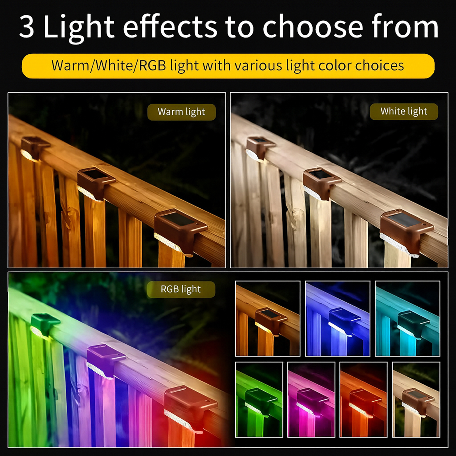 8-Pk Solar LED Deck & Step Lights- Choose Color - Gallery 24