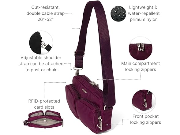 Baggallini Securtex® Anti-Theft Treasure Crossbody 9"x5.5"