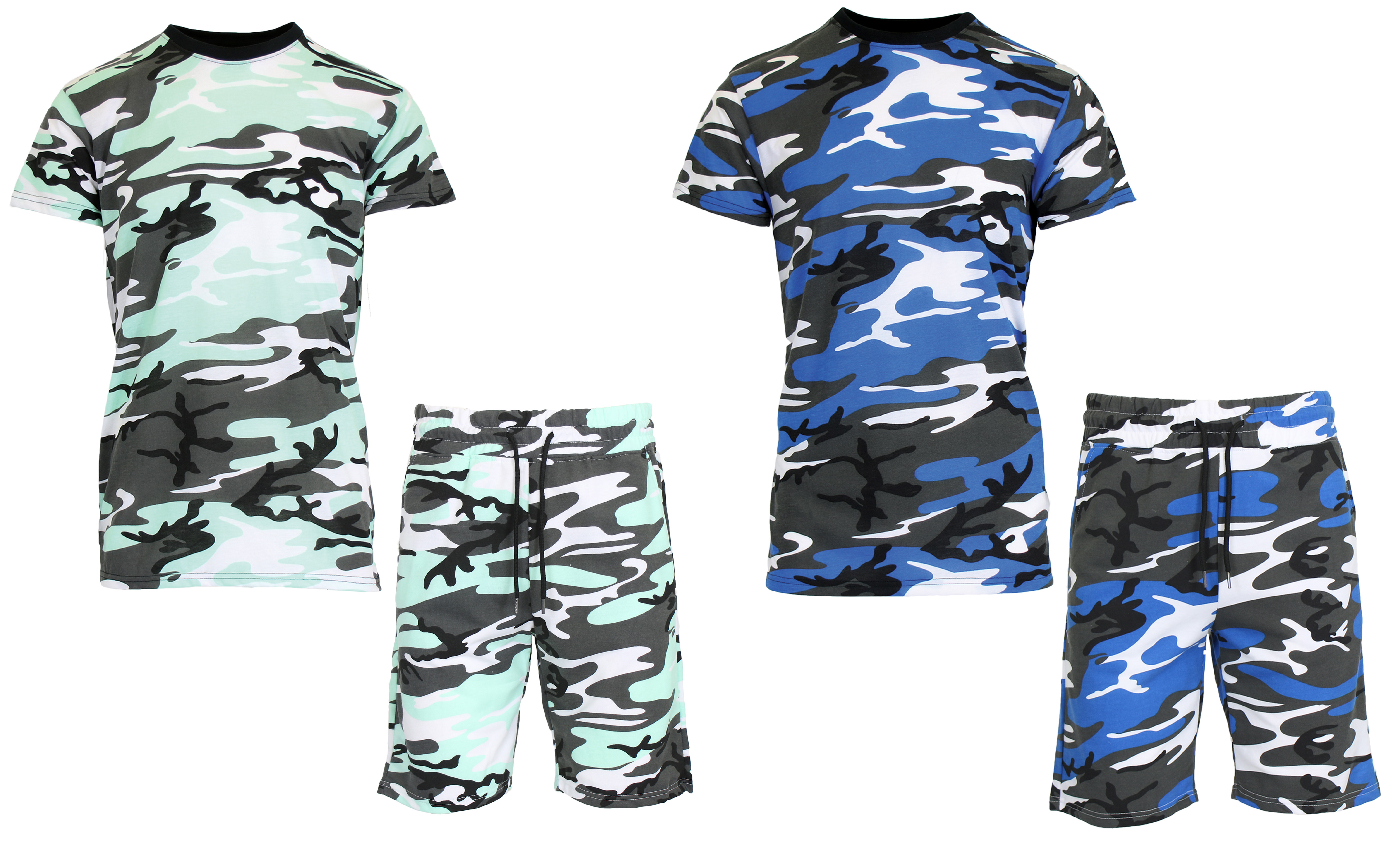 2-4Pc Mens S/S Camo Tee & Shorts Set - Gallery 37