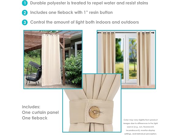 Sunnydaze Decor SNR-610 Blackout Curtain 52x108 Beige