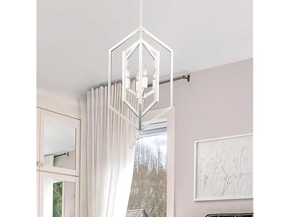 4 Light Chandelier White 16"W