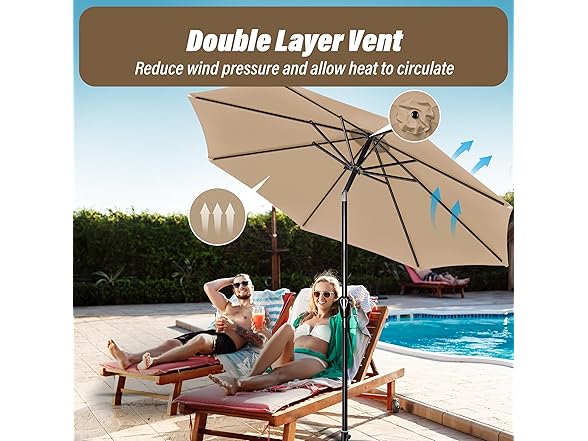 Simple Deluxe 10' Patio Umbrella with Easy Push Button Tilt/Crank