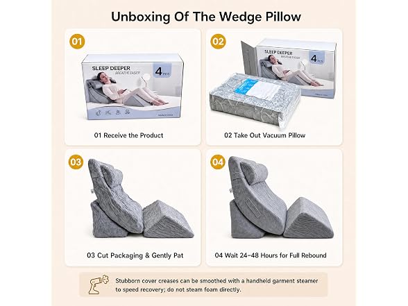 Axelrod 4-Pc Wedge Pillow Set, Grey