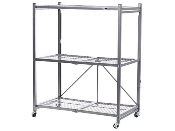 J&V Textiles Foldable 3-Tier Matte Metal Cart