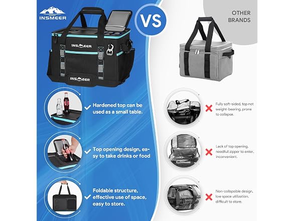 INSMEER Soft Cooler Bag W/ Hard Shell