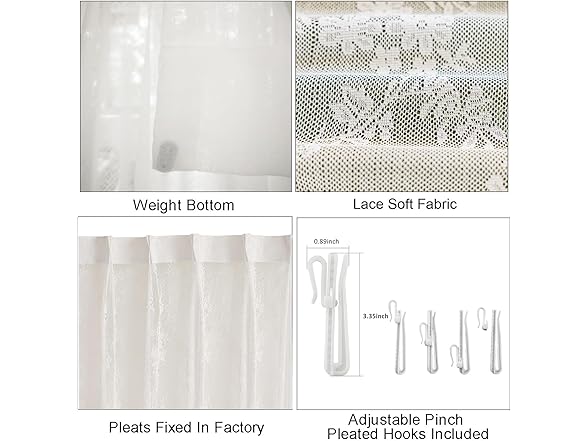 LANTIME White Lace Sheer Curtains