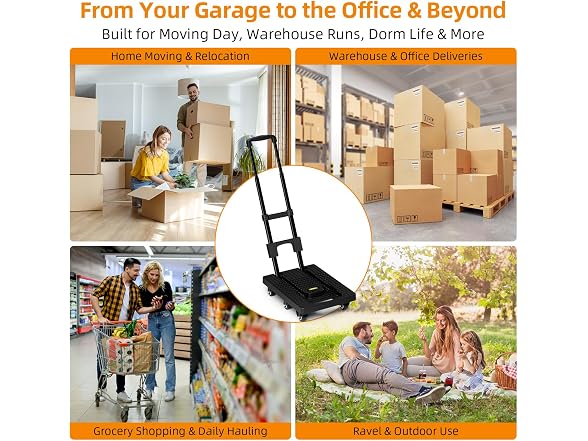 Folding Hand Truck Dolly 6-Wheel 440lbs