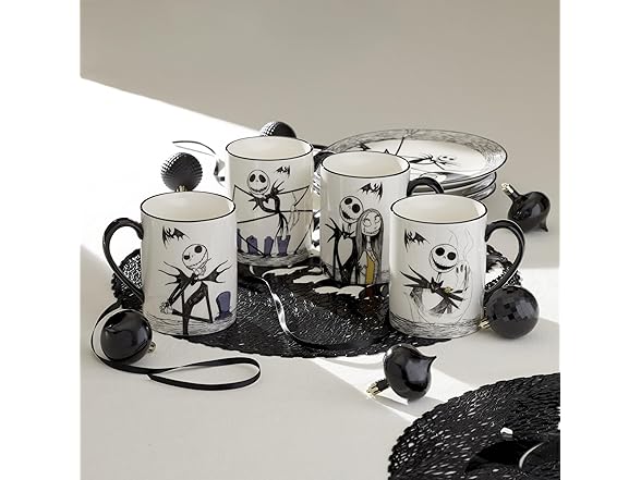 Lenox Coffee Mugs Set of 4, Nightmare Before Christmas