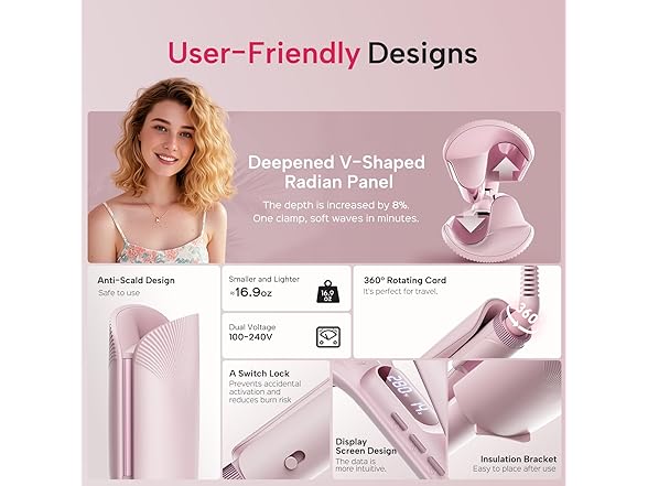 LENA Lena Slim Beach Waver Curling Wand