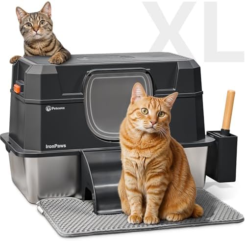 PetCove PC-IRNPW-STL-BLK IronPaws Steel Litterbox Black