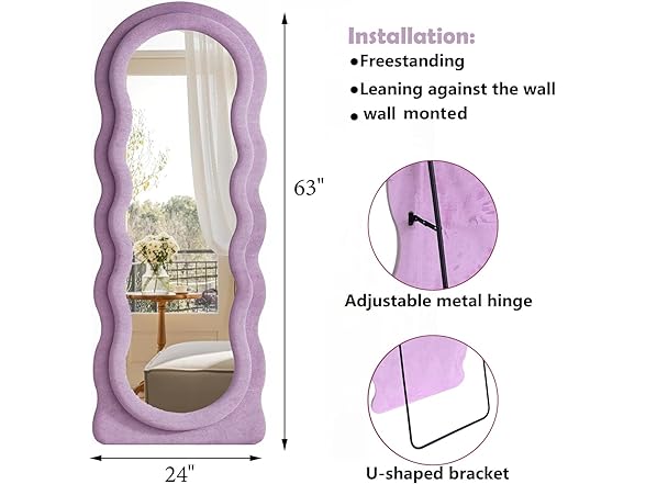 Wavy Full Length Mirror with Stand