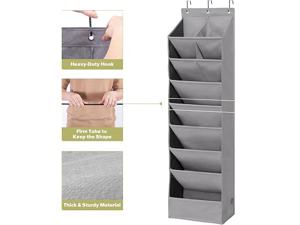 6 Pack Shoe Organizer with 6 XL Pockets Grey