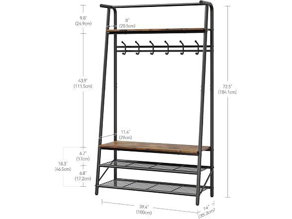 OUTLANE 4-in-1 Entryway Hall Tree with Shoe Bench