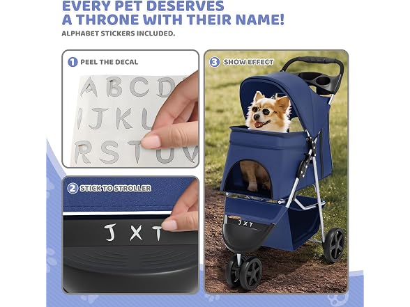 Magshion 3-Wheel Pet Stroller, Foldable Trave