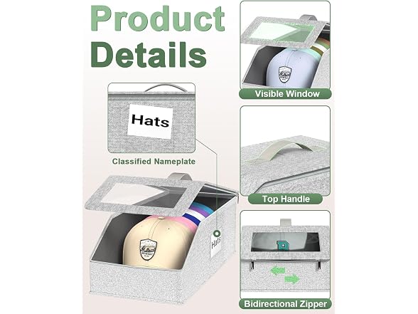 Cigorea 2-Pack Stackable Hat Box Holder