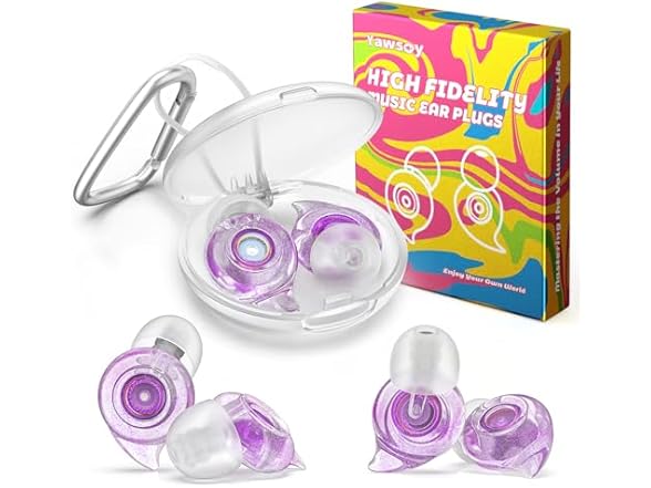 Concert Ear Plugs, 2 Pairs High Fidelity