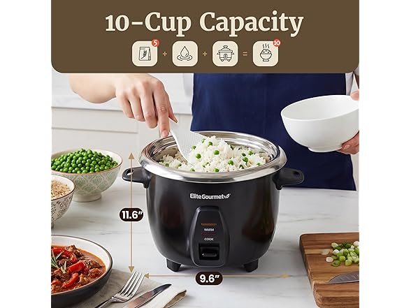 Elite Gourmet ERC2001BX 10-Cup Electric Rice Cooker