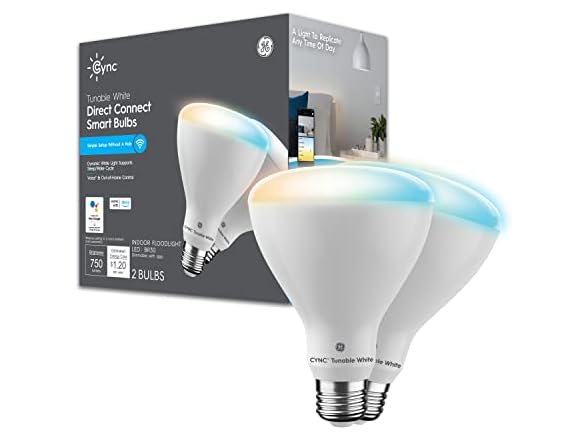 GE Lighting CYNC Smart LED Light Bulbs, White Tones, Bluetooth And Wi-Fi Lights, Works With Alexa And Google Home, BR30 Indoor Floodlight Bulbs (Pack