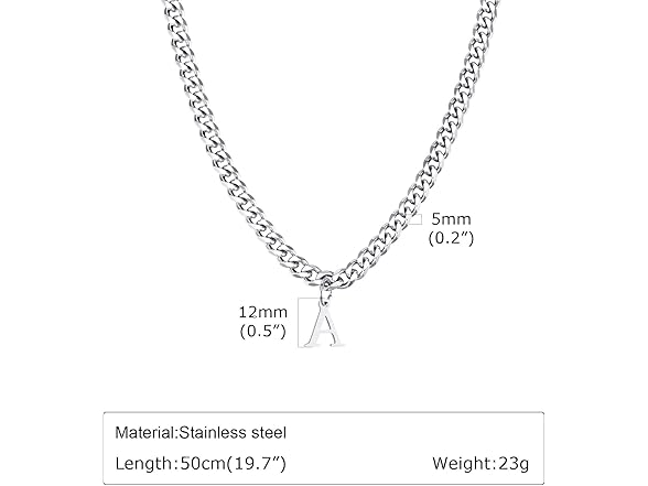 Stainless Steel Initial A-Z Necklace (W)