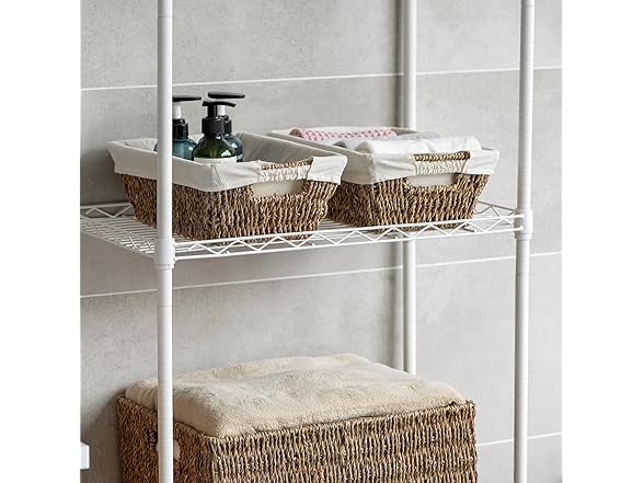 Sukkiri Homu Wicker Storage Basket with Handles, 2-Pack Natural 