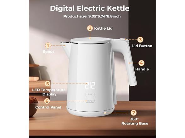 ZKBHOME 1.0L White Kettle