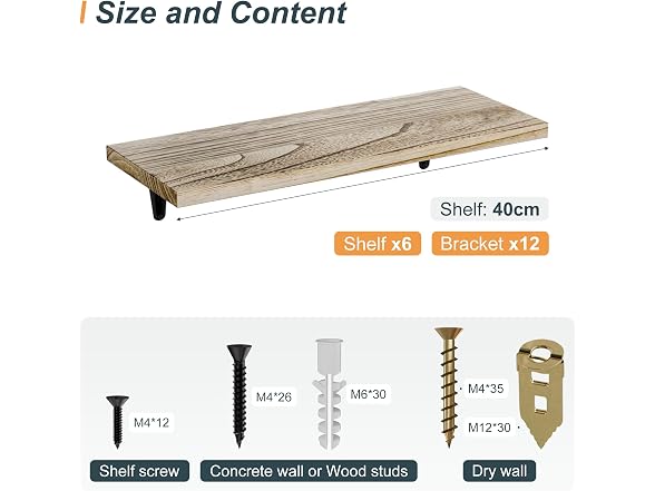 Floating Shelves for Wall Set of 6