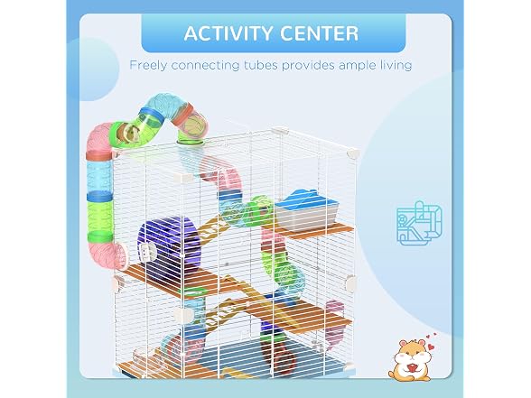 PawHut 18" 5 Tier Hamster Cage with Tubes and