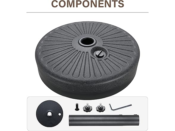 YSSOA 9' Patio Umbrella with 50lbs 20" Capacity Fillable Heavy Duty Round Base