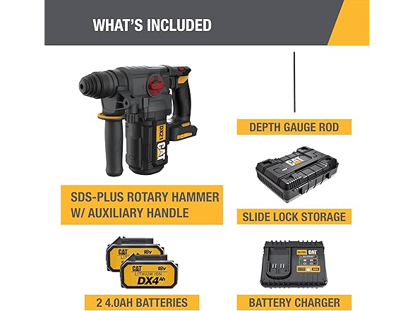 CAT DX21 18V 1in SDS-Plus Rotary Hammer Drill Kit