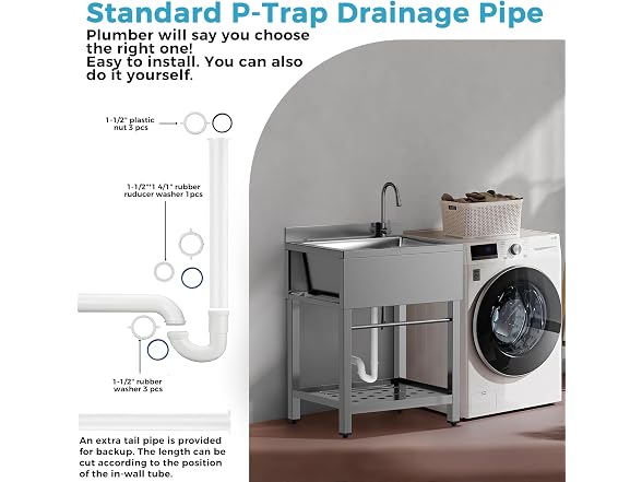 Stainless Steel Utility Sink Freestanding Single Bowl Garage Sink 25 Inch (Open Box)