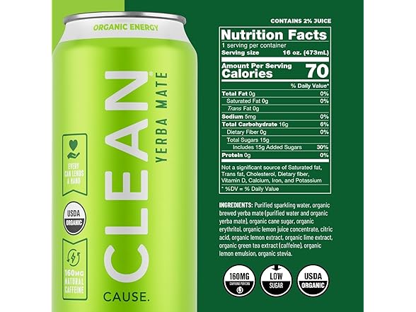 12PK CLEAN Cause Low Calorie Variety Pack Yerba Mate