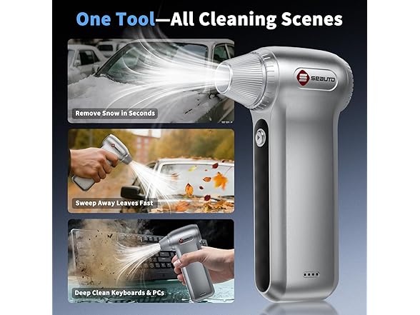 Electric Air Duster 200000RPM Brushless Motor, Cordless Compressed Air Blower with 4 Nozzles & 2 Brushes, 85m/s Powerful Rechargeable Cleaner for PC, Car, Keyboard & Electronics (Silver) (Open Box)