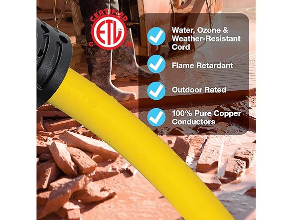 Clear Power 3 ft 12/3 SJTW, Cord Adapter, GFCI