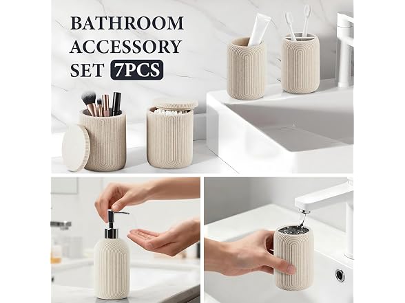 Z ZONAMA 7 Piece Bathroom Accessories Set