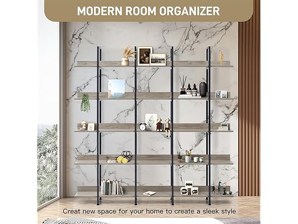 5-Tier Bookcase with Metal Frame Vintage