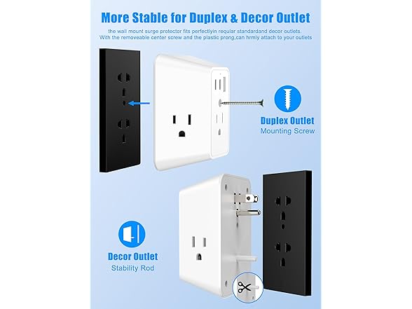 (2 PACK) Tuilock 3 Outlet Multi-Plug Power Outlet